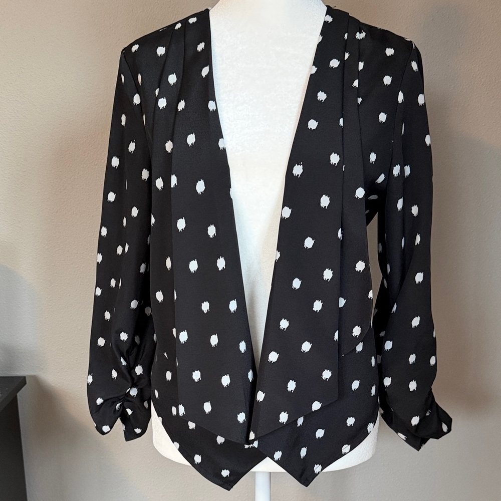 Maurices Black & White Polka Dot Open Front Blazer | Size M | Lightweight Blazer